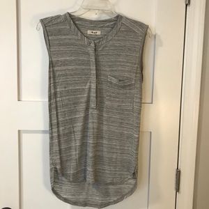 Madewell Sleeveless Half Button down tank